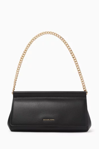Medium Carmine Clutch Bag in Pebbled Leather