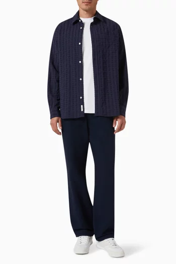 Map Striped Shirt in Seersucker Fabric