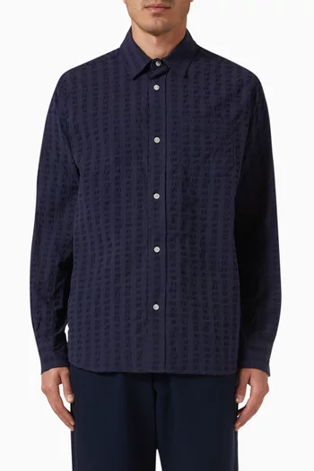 Map Striped Shirt in Seersucker Fabric