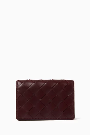Business Card Case in Intrecciato Leather