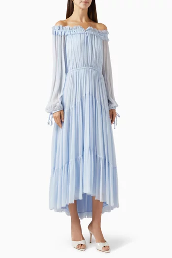 Off-shoulder Midi Dress in Viscose