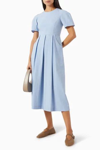 Pleated Midi Dress in Rayon Blend