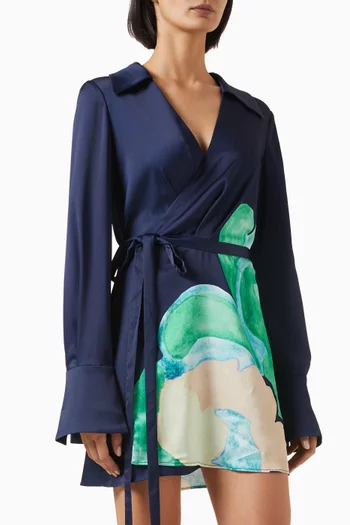 Kianna Belted Mini Dress in Satin