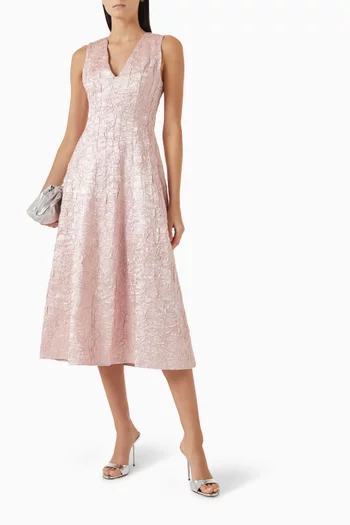 Joesphine Midi Dress in Embossed Satin