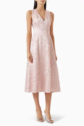 Joesphine Midi Dress in Embossed Satin
