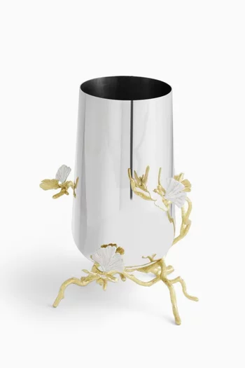 Medium Butterfly Ginkgo Vase in Stainless Steel