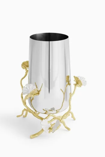 Medium Butterfly Ginkgo Vase in Stainless Steel