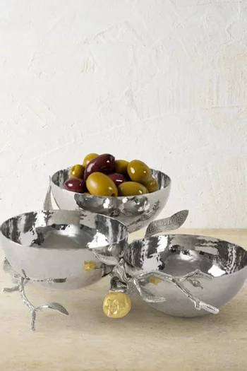 Pomegranate Silver & Gold Triple Bowl