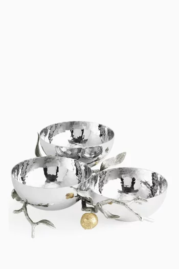 Pomegranate Silver & Gold Triple Bowl