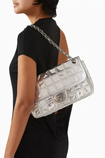 2000s Single Flap Shoulder Bag in Leather & PVC