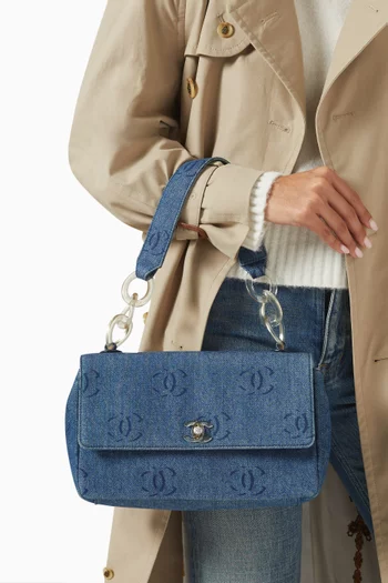 2000s CC Single Flap Bag in Denim