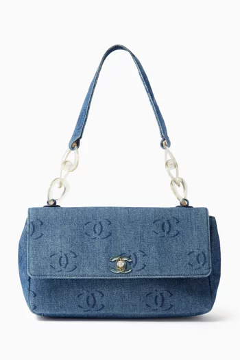 2000s CC Single Flap Bag in Denim