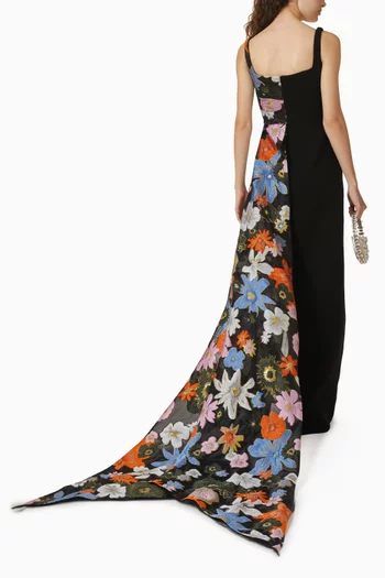 Floral-print Train Dress