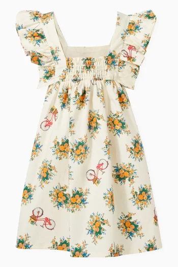 Bicycle & Flower Dress in Cotton