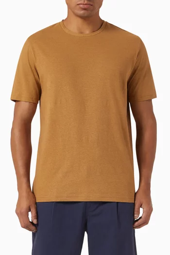 Logo Patch T-shirt in Cotton-linen Blend