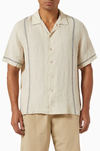 Open Collar Shirt in Linen
