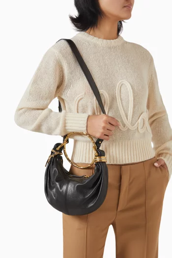 Mini Bracelet Hobo Bag in Shiny Grained Leather