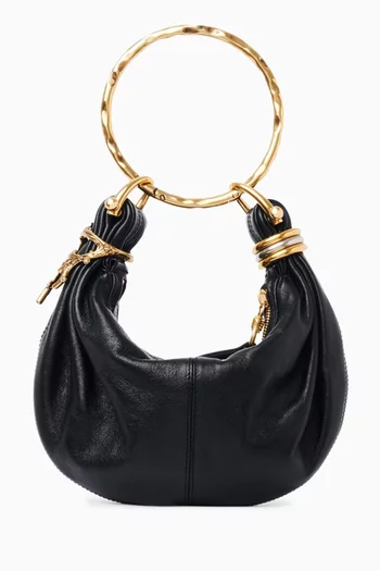 Mini Bracelet Hobo Bag in Shiny Grained Leather