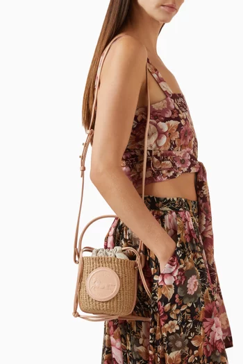 Mini Horse Medal Basket Bag in Raffia