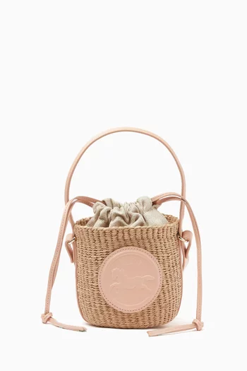 Mini Horse Medal Basket Bag in Raffia