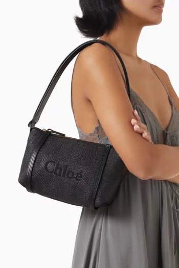Chloé Logo Shoulder Bag in Raffia