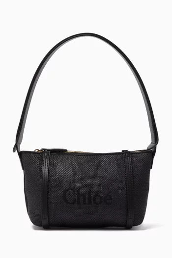 Chloé Logo Shoulder Bag in Raffia