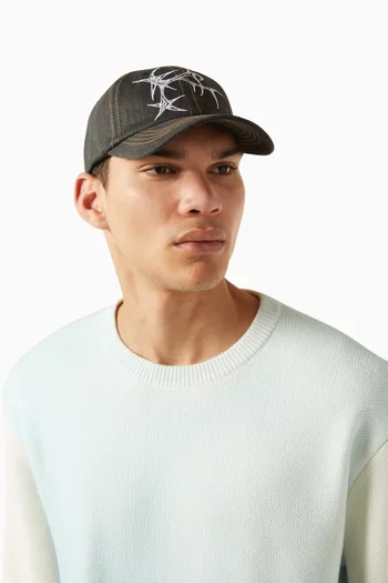 Sketch Logo-print Baseball Cap in Denim
