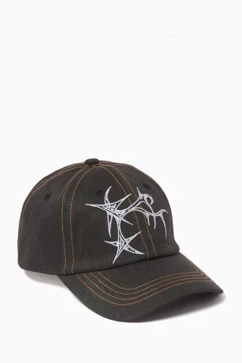 Sketch Logo-print Baseball Cap in Denim