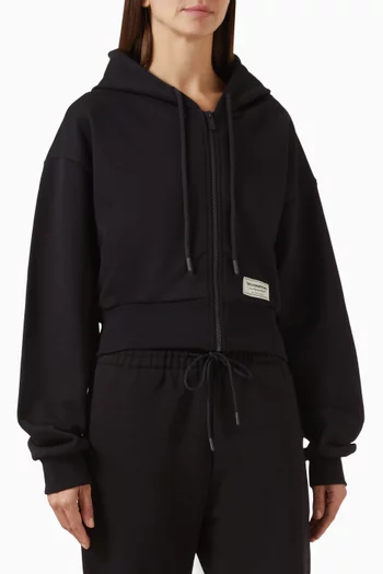 Cropped Zip Hoodie in Cotton