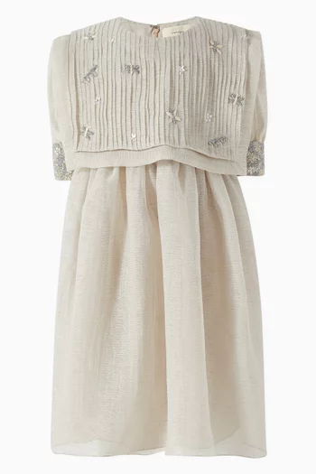 Pleated Flap Panel Dress in Organza