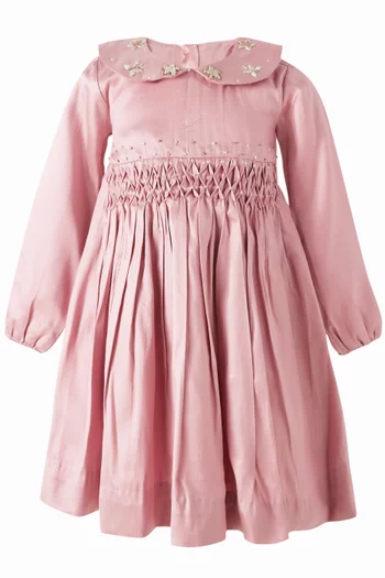 Feya Embroidered Dress in Silk-blend