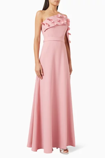 One-shoulder Dress in Crepe