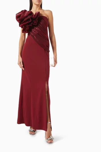 One-shoulder Dress in Stretch-crepe & Organza