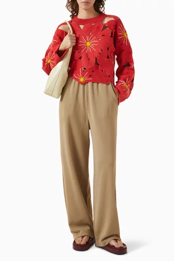 Crochet Flower Sweater in Cotton
