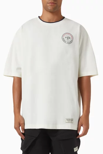 Oversized Curved-print T-shirt in Organic Cotton-blend