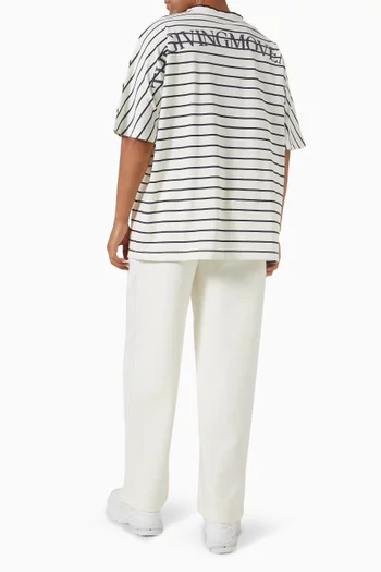 Oversized Curved Striped T-shirt in Cotton