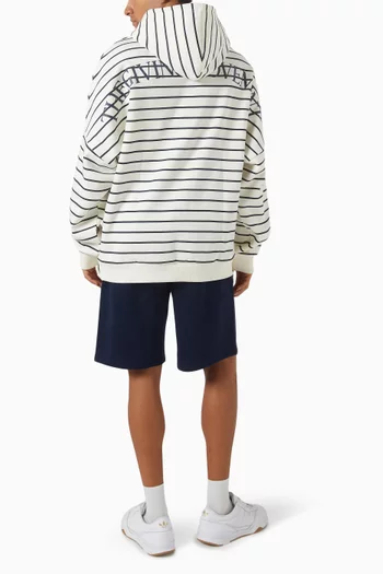 Striped Logo Hoodie in Organic Cotton-blend