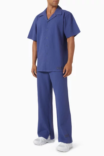 Wide-leg Pants in Seersucker Jersey