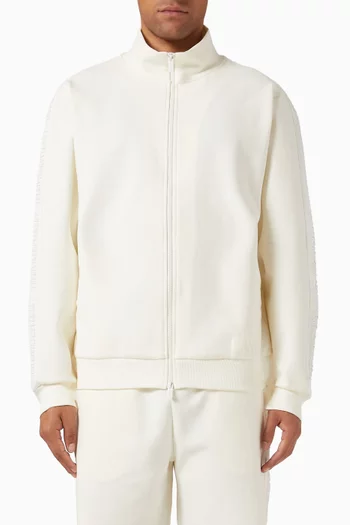 Embossed Track Jacket in Organic Cotton-blend