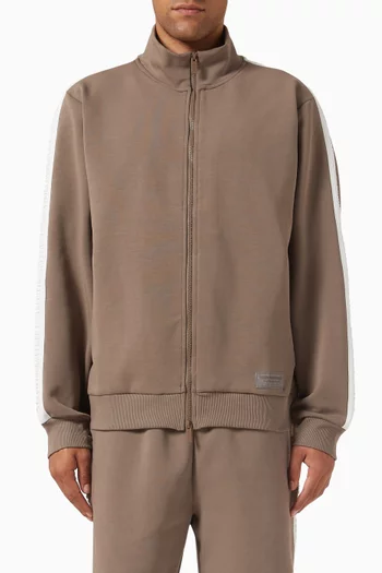 Embossed Track Jacket in Organic Cotton-blend