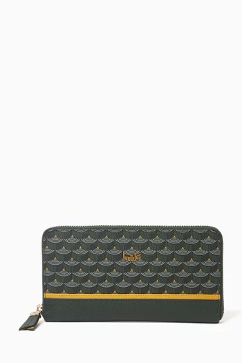 Etendard Zipped Long Wallet in Scale Canvas & Leather