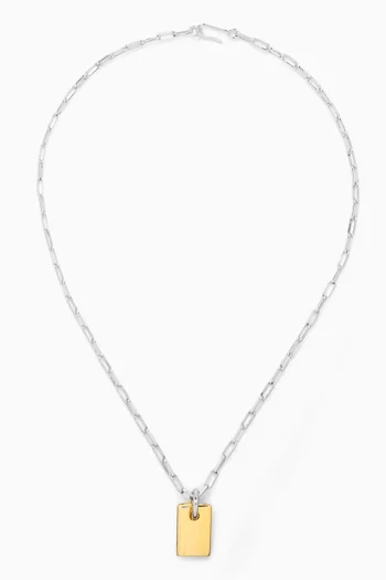 Carta Pendant Necklace in 14kt  Gold & Rhodium-plated Brass