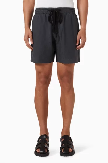 Drawstring Jacquard Shorts in Silk