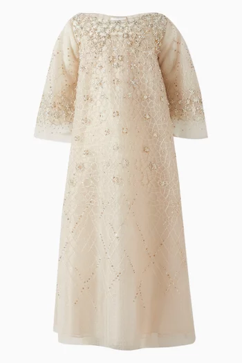 Beaded Boat-neck Kaftan