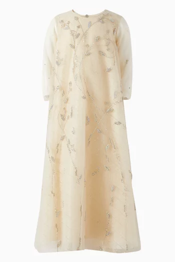 Floral-embroidered Kaftan