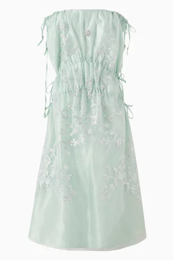 Floral-embroidered V-neck Kaftan