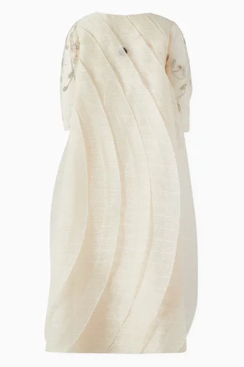 Floral-embroidered Ruffled Kaftan