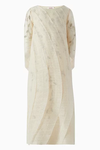 Floral-embroidered Ruffled Kaftan