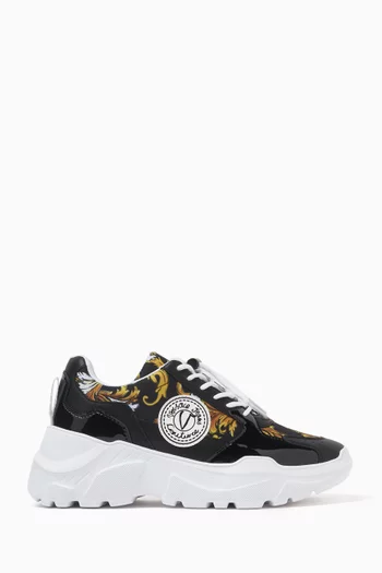 Chunky Printed Sneakers in Leather