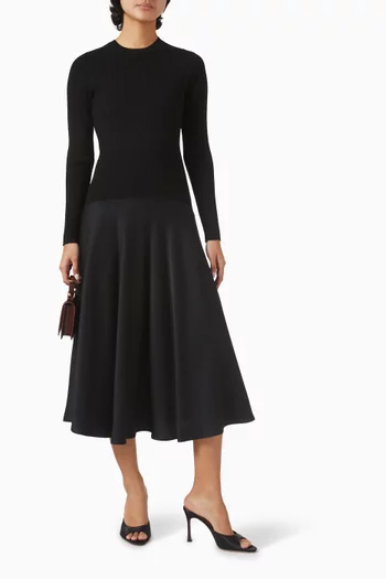 Vaughn Midi Dress in Viscose-blend & Satin